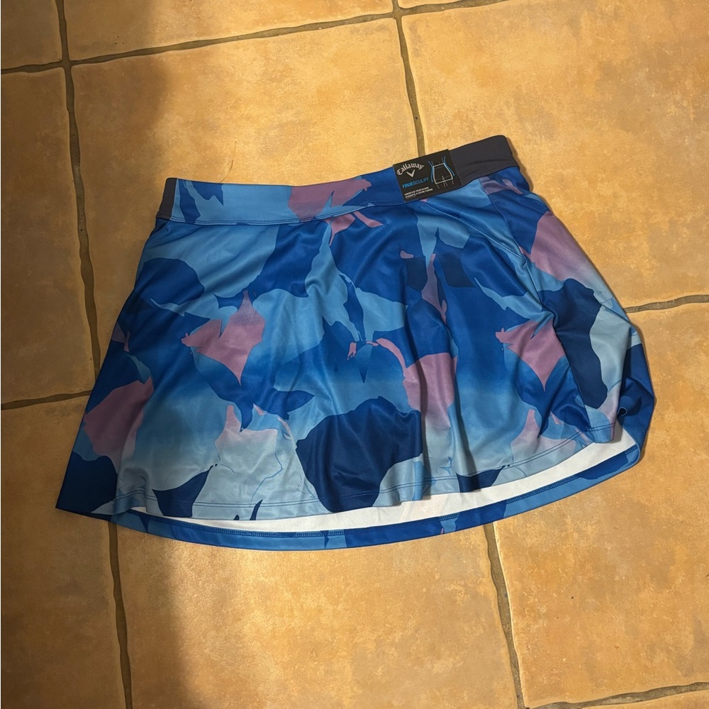 Callaway Blue and Pink Patterned Mini Skirt